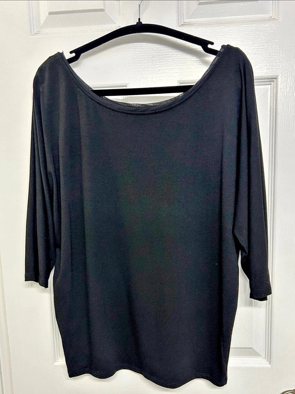 White House Black Market Black Dolman Batwing Boatneck Top Size S